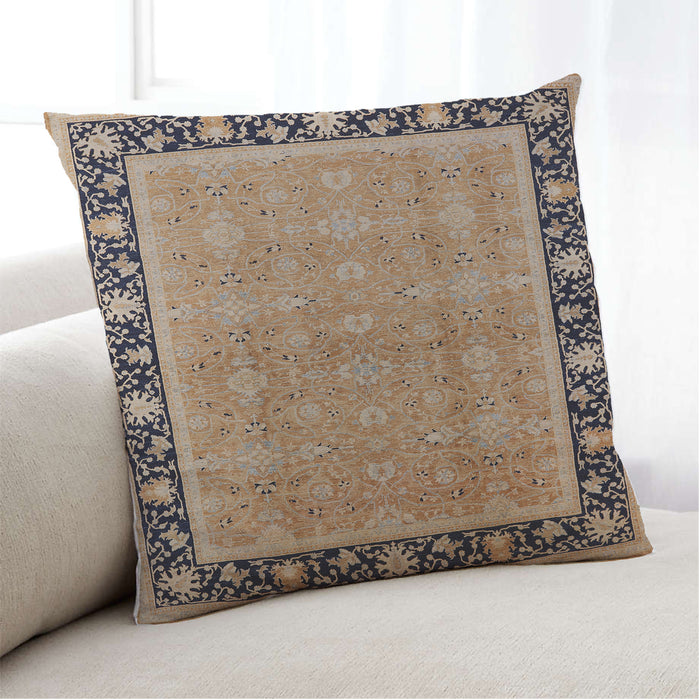 Lifestyle Image of Mid-Century Modern Urban Square Sienna Brown Throw Pillow, 18 inch by 18 inch, pwurb2976