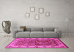 Machine Washable Oriental Pink Industrial Rug in a Living Room, wshurb2977pnk