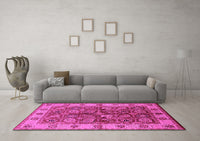 Machine Washable Oriental Pink Industrial Rug, wshurb2977pnk