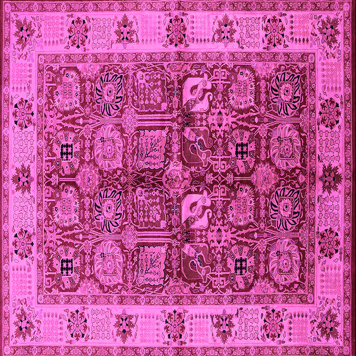 Square Machine Washable Oriental Pink Industrial Rug, wshurb2977pnk