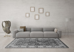 Machine Washable Oriental Gray Industrial Rug in a Living Room,, wshurb2977gry