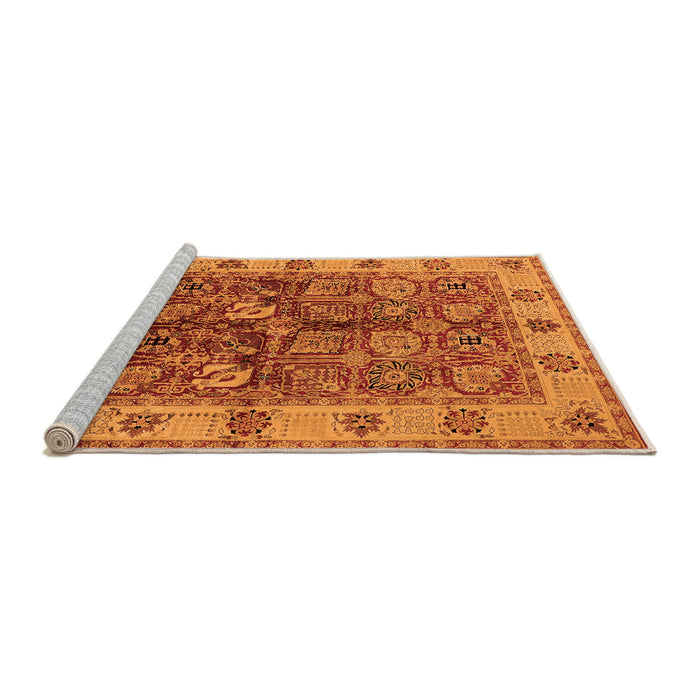 Sideview of Machine Washable Oriental Orange Industrial Area Rugs, wshurb2977org
