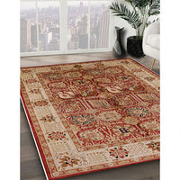 Mid-Century Modern Brown Sand Brown Oriental Rug, urb2977