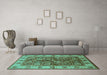 Machine Washable Oriental Turquoise Industrial Area Rugs in a Living Room,, wshurb2977turq