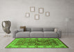 Machine Washable Oriental Green Industrial Area Rugs in a Living Room,, wshurb2977grn