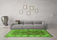 Machine Washable Oriental Green Industrial Rug, wshurb2977grn