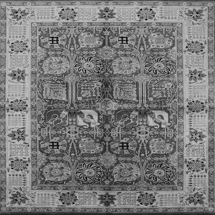 Square Machine Washable Oriental Gray Industrial Rug, wshurb2977gry