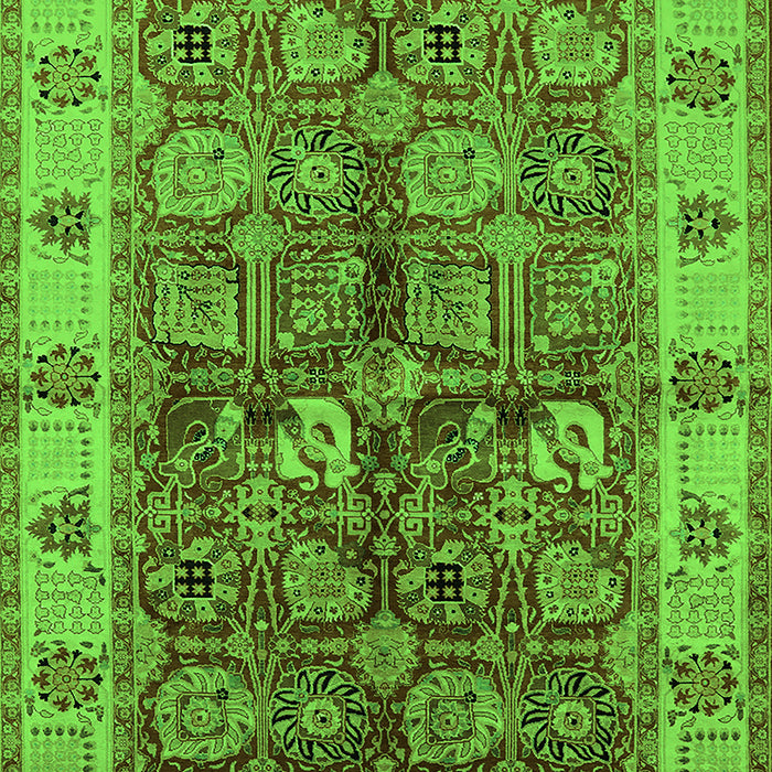 Machine Washable Oriental Green Industrial Area Rugs, wshurb2977grn