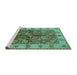 Sideview of Machine Washable Oriental Turquoise Industrial Area Rugs, wshurb2977turq