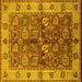 Square Machine Washable Oriental Yellow Industrial Rug, wshurb2977yw