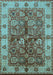 Machine Washable Oriental Light Blue Industrial Rug, wshurb2977lblu