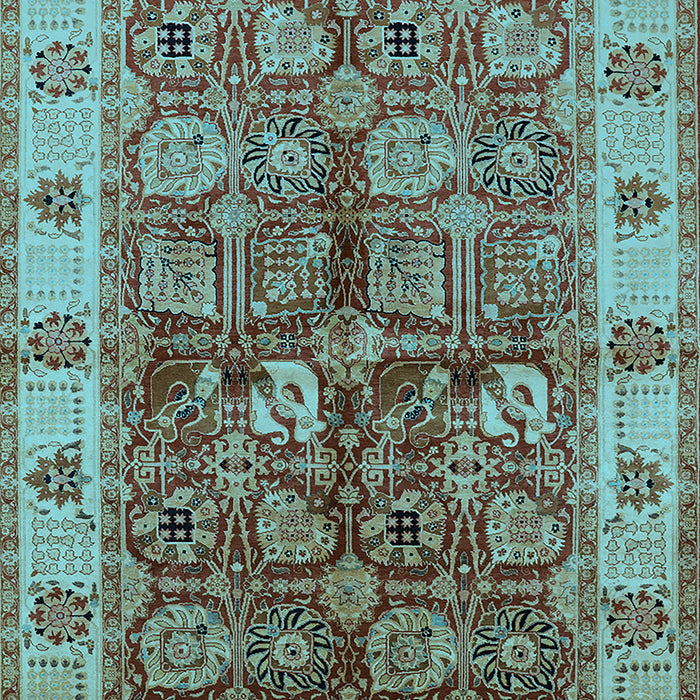 Machine Washable Oriental Light Blue Industrial Rug, wshurb2977lblu