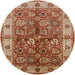 Round Mid-Century Modern Brown Sand Brown Oriental Rug, urb2977