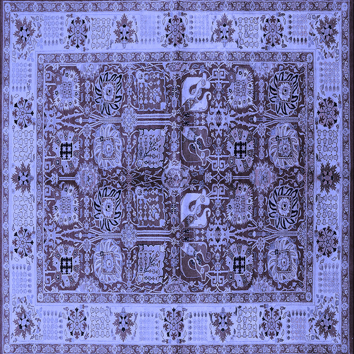 Square Machine Washable Oriental Blue Industrial Rug, wshurb2977blu