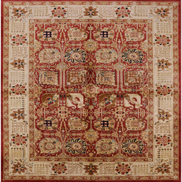 Square Mid-Century Modern Brown Sand Brown Oriental Rug, urb2977