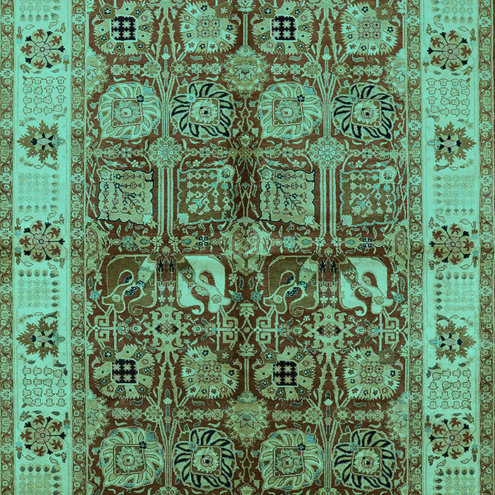 Machine Washable Oriental Turquoise Industrial Area Rugs, wshurb2977turq