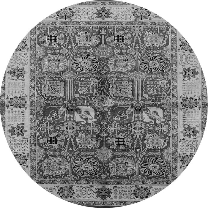 Round Machine Washable Oriental Gray Industrial Rug, wshurb2977gry