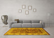 Machine Washable Oriental Yellow Industrial Rug in a Living Room, wshurb2977yw