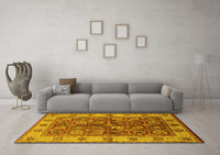 Machine Washable Oriental Yellow Industrial Rug, wshurb2977yw