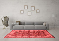 Machine Washable Oriental Red Industrial Rug, wshurb2977red