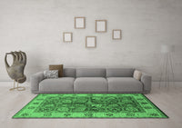 Machine Washable Oriental Emerald Green Industrial Rug, wshurb2977emgrn