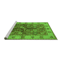 Sideview of Machine Washable Oriental Green Industrial Area Rugs, wshurb2977grn