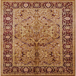 Square Mid-Century Modern Brown Sand Brown Oriental Rug, urb2978