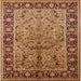 Square Mid-Century Modern Brown Sand Brown Oriental Rug, urb2978