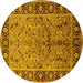 Round Oriental Yellow Industrial Rug, urb2978yw