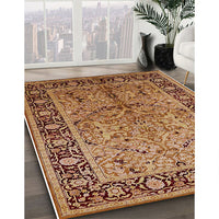 Mid-Century Modern Brown Sand Brown Oriental Rug, urb2978