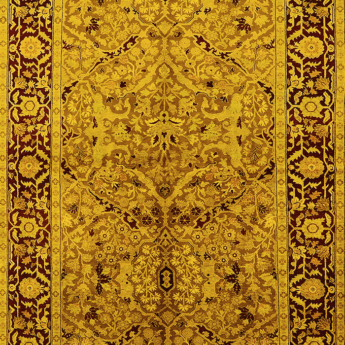 Machine Washable Oriental Yellow Industrial Rug, wshurb2978yw