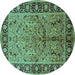 Round Oriental Turquoise Industrial Rug, urb2978turq