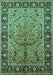 Machine Washable Oriental Turquoise Industrial Area Rugs, wshurb2978turq