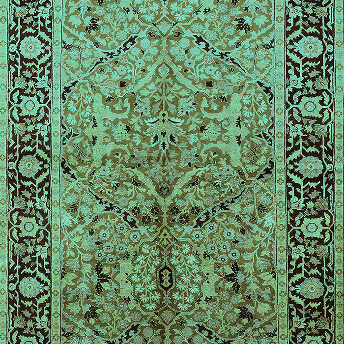 Machine Washable Oriental Turquoise Industrial Area Rugs, wshurb2978turq