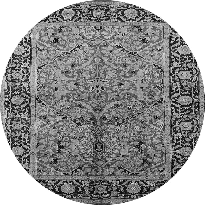 Round Machine Washable Oriental Gray Industrial Rug, wshurb2978gry