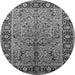 Round Machine Washable Oriental Gray Industrial Rug, wshurb2978gry