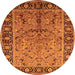 Round Machine Washable Oriental Orange Industrial Area Rugs, wshurb2978org