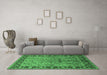 Machine Washable Oriental Emerald Green Industrial Area Rugs in a Living Room,, wshurb2978emgrn