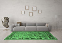 Machine Washable Oriental Emerald Green Industrial Rug, wshurb2978emgrn