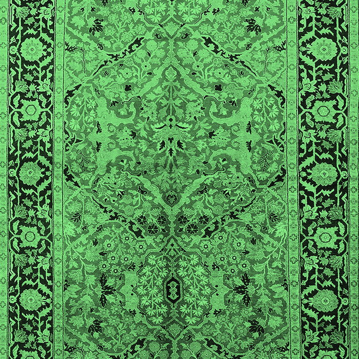 Machine Washable Oriental Emerald Green Industrial Area Rugs, wshurb2978emgrn