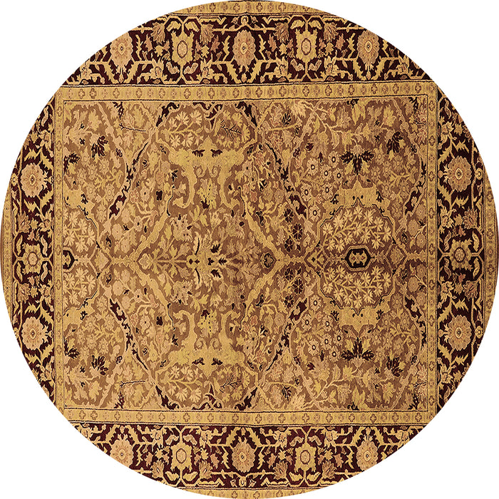 Round Oriental Brown Industrial Rug, urb2978brn