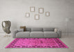 Machine Washable Oriental Pink Industrial Rug in a Living Room, wshurb2978pnk