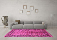 Machine Washable Oriental Pink Industrial Rug, wshurb2978pnk