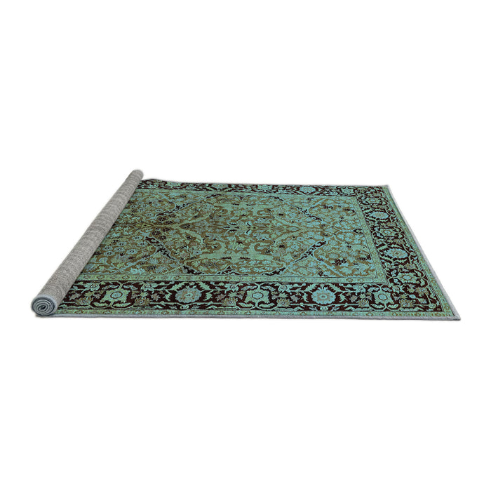 Sideview of Machine Washable Oriental Light Blue Industrial Rug, wshurb2978lblu