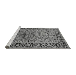 Sideview of Machine Washable Oriental Gray Industrial Rug, wshurb2978gry