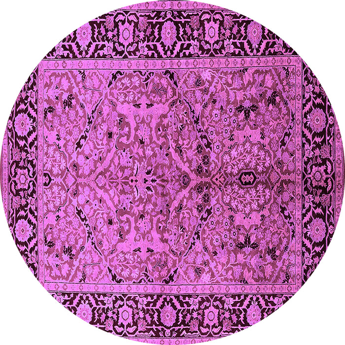 Round Machine Washable Oriental Purple Industrial Area Rugs, wshurb2978pur