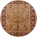 Round Machine Washable Industrial Modern Brown Sand Brown Rug, wshurb2978