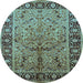 Round Oriental Light Blue Industrial Rug, urb2978lblu