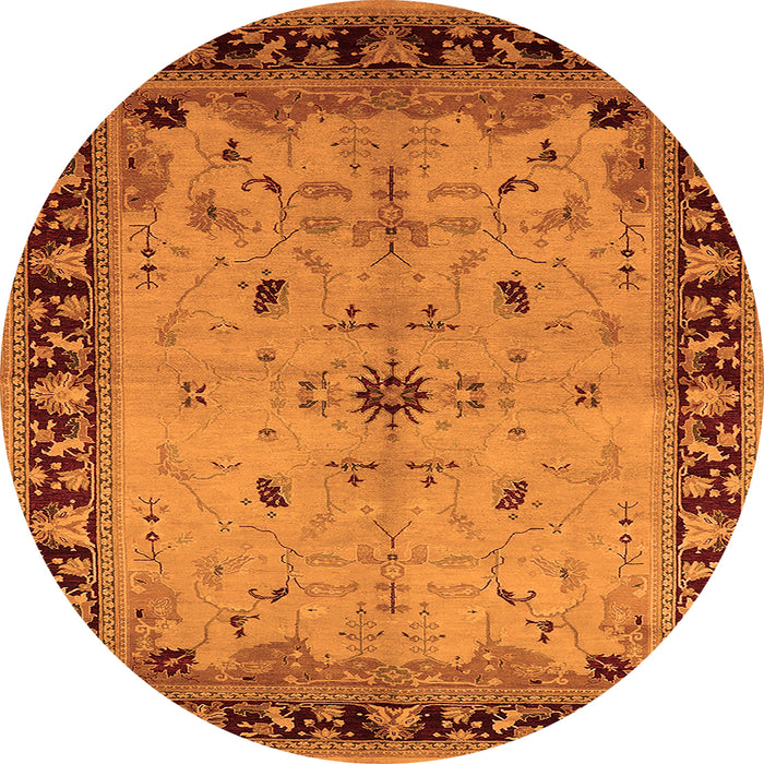Round Oriental Orange Industrial Rug, urb2979org