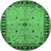 Round Oriental Emerald Green Industrial Rug, urb2979emgrn